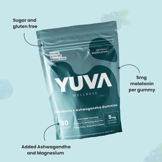 YUVA Wellness Melatonin + Ashwagandha Gummies – Sleep Easy, Wake Refreshed 🌙💤